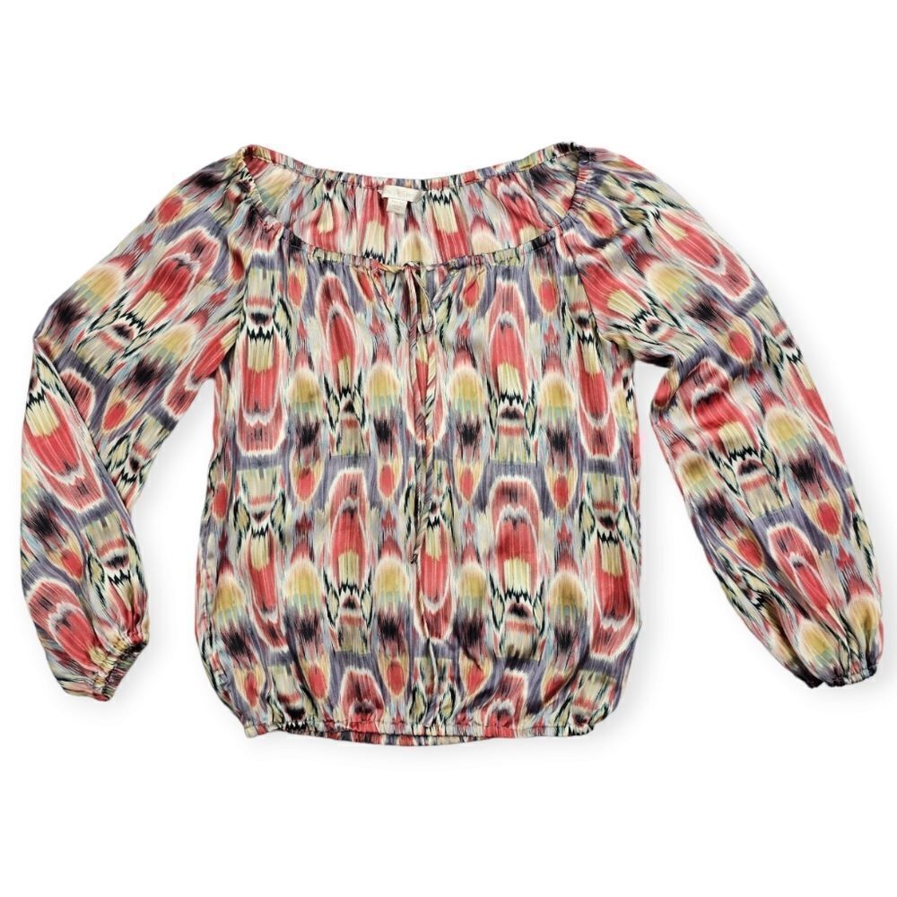White House Black Market Retro Funky Abstract Pattern Blouse Women's Size XS‎